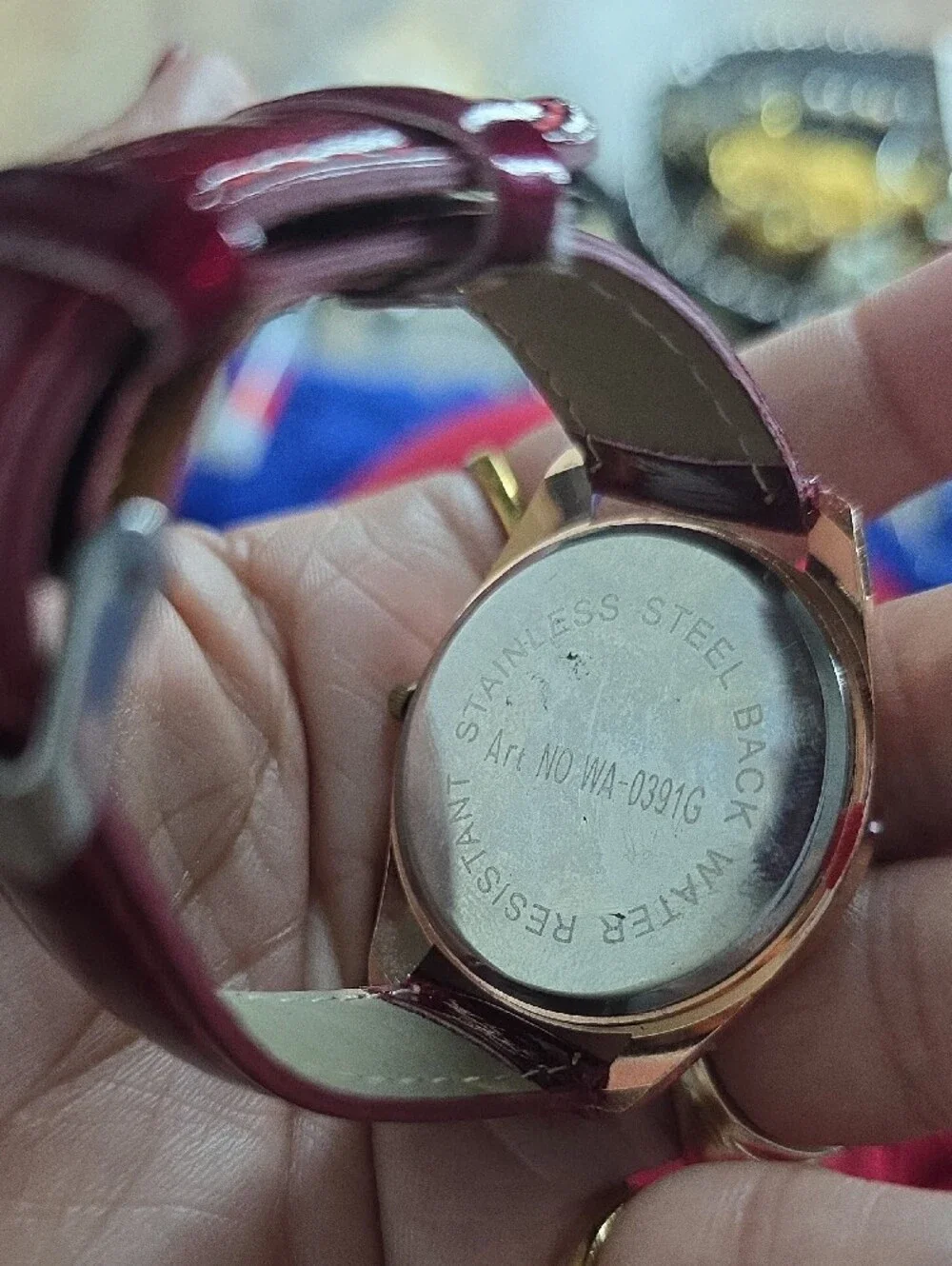 Hello Kitty Rose Gold Watch with Pink Bow and Burgundy Strap
